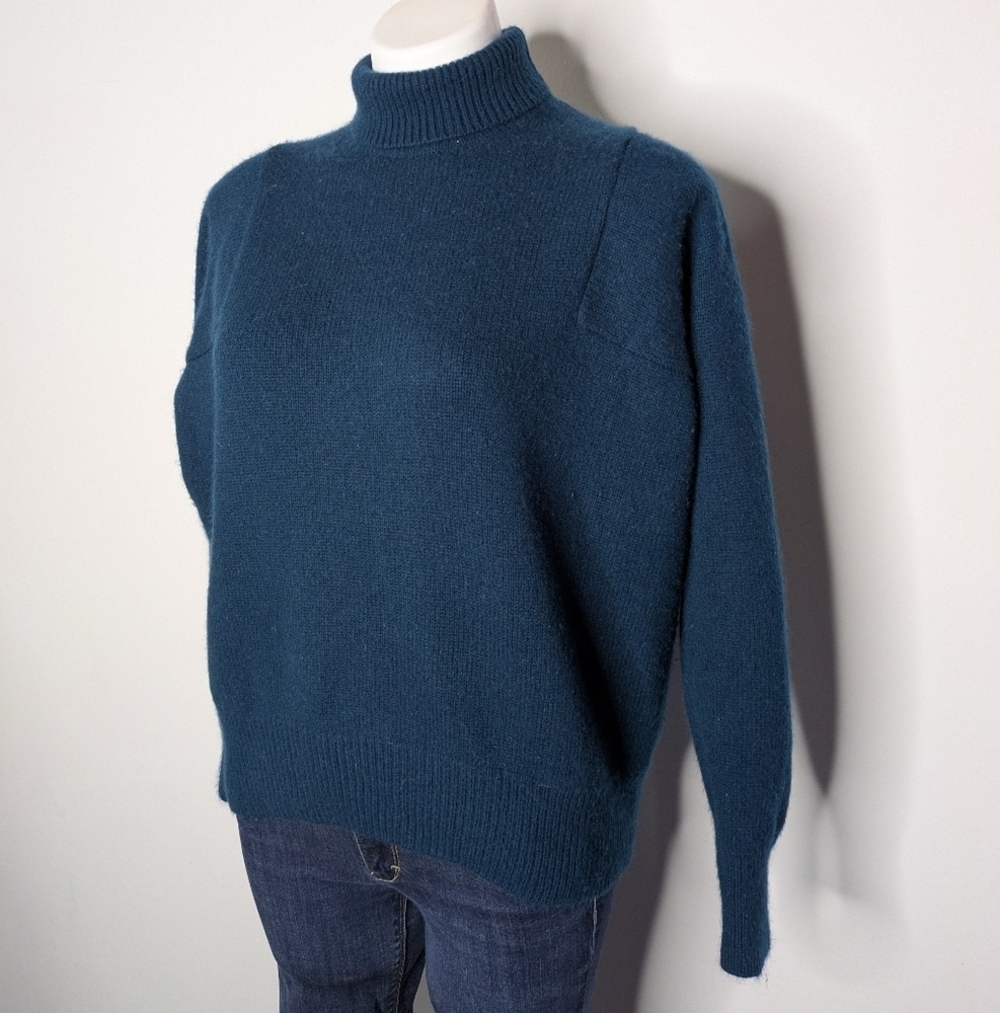 Athleta Blue Mock Neck Turtle Neck Wool Cashmere Sweater XS - Picture 2 of 8
